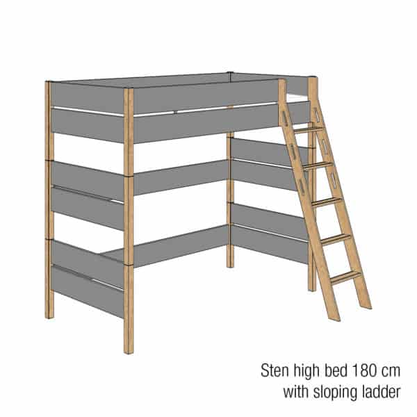 Sten high bed 180cm (Trendy grey)