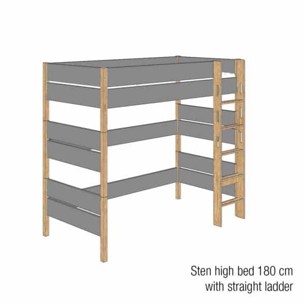 Sten high bed 180cm (Trendy grey)