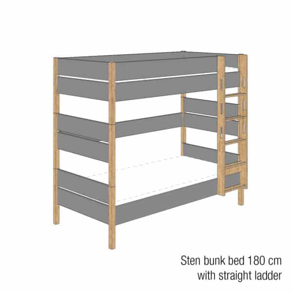 Sten bunk bed 180cm (Trendy grey)