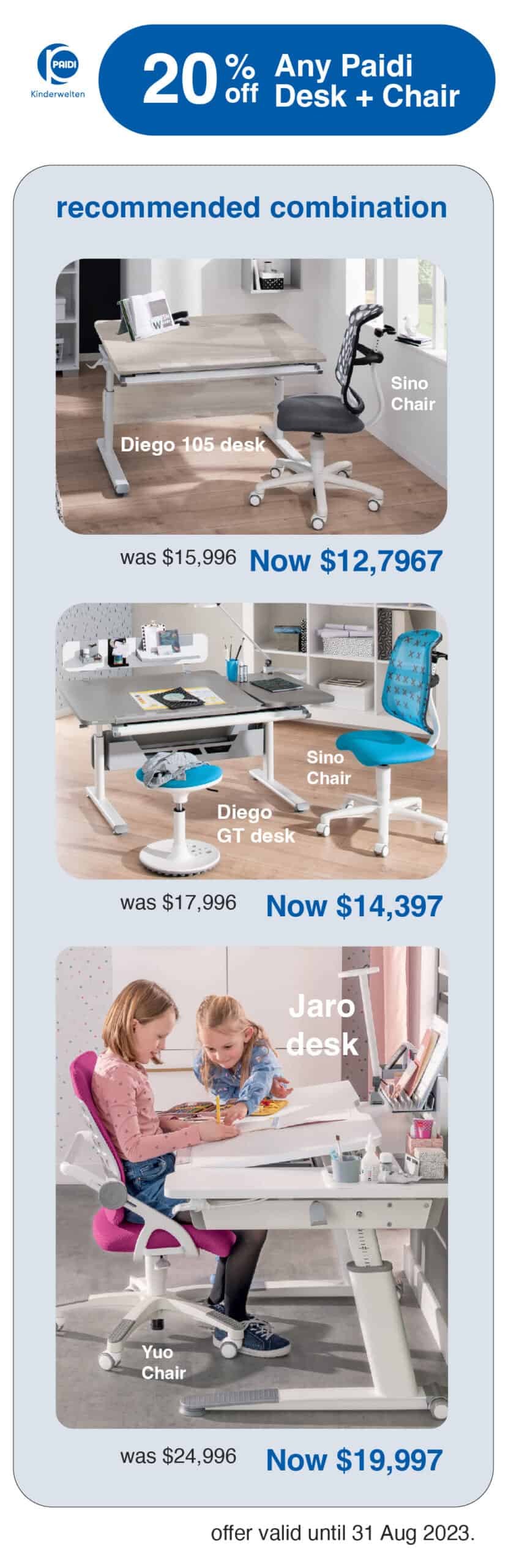 Paidi Ylvie 180 & Diego Desk Combo Promotion